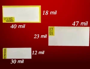 لیبلهای با ابعاد 40x18، 23x47، و 30x12 میلیمتر