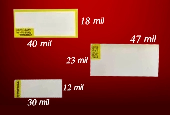 لیبلهای با ابعاد 40x18، 23x47، و 30x12 میلیمتر